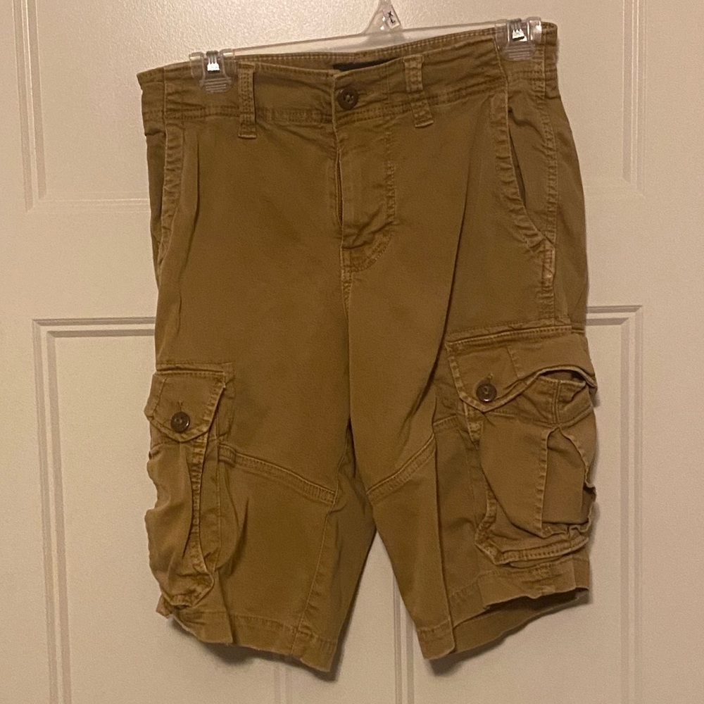 Men’s American Eagle Extreme Flex 12” Longer Length Cargo Shorts sz 28 Dark Tan